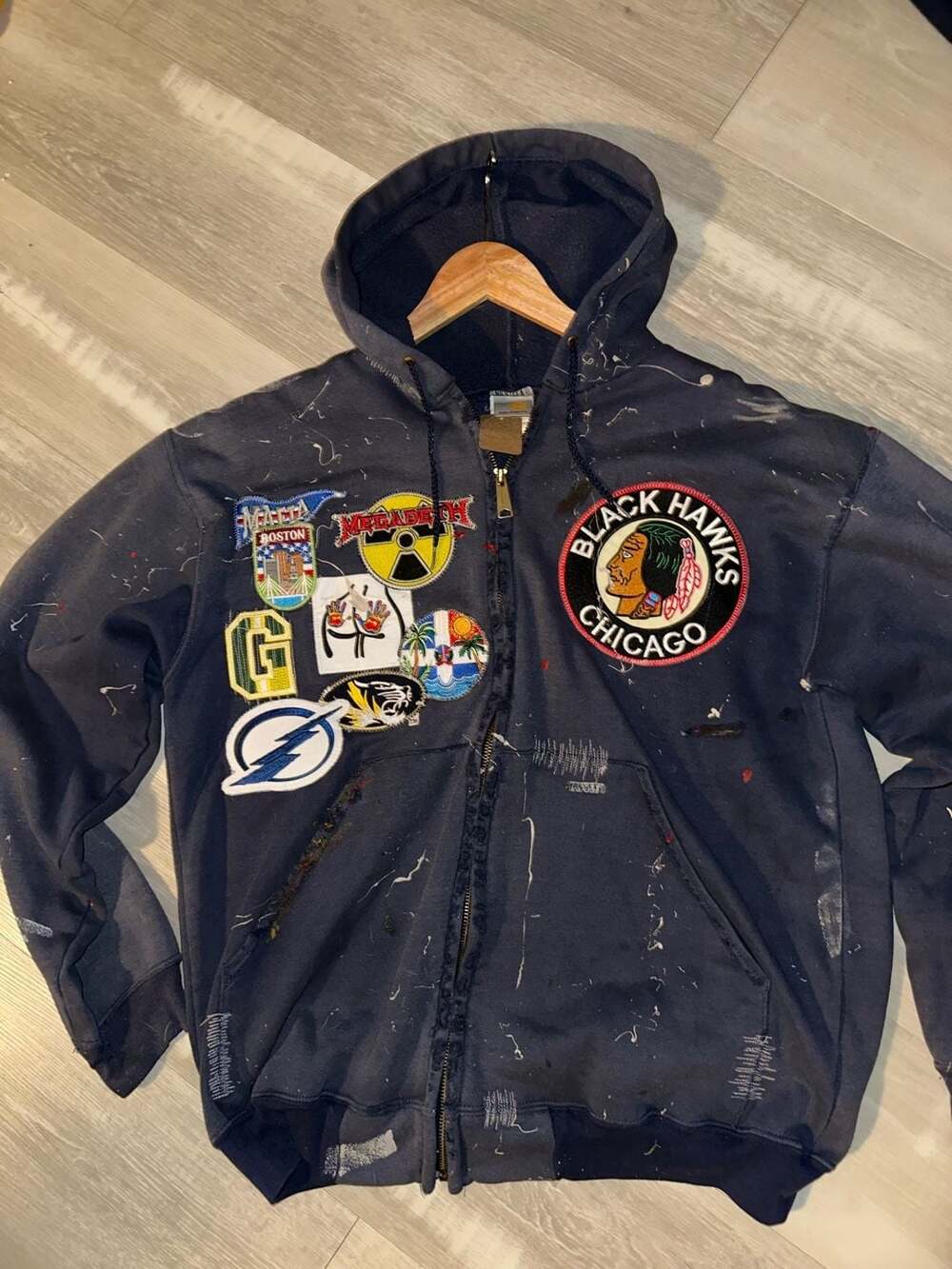 Carhartt K122 NVY Zip-Up Hoodie 1 of 1 patch design rare exclusive